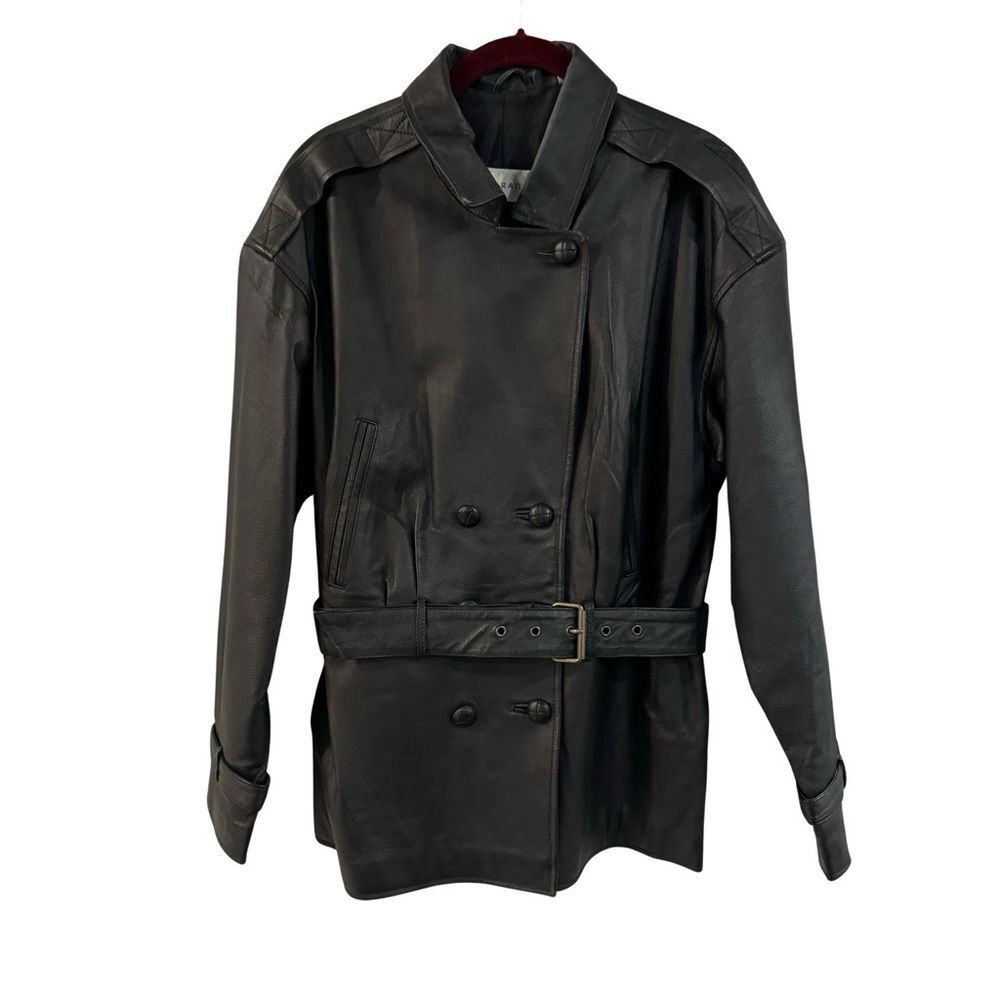 Vintage Paradox Black Leather Lined Buckle Jacket Coat / Size M